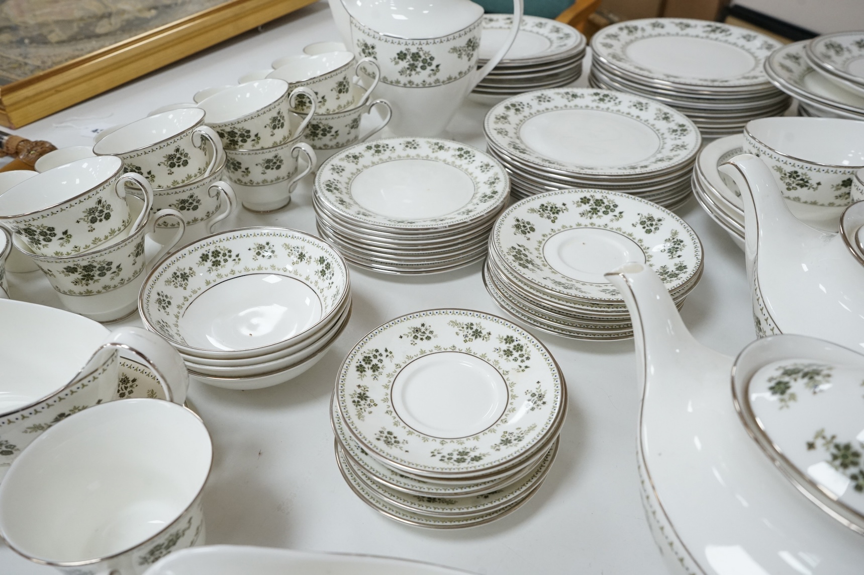 A Royal Doulton Valley Green dinner, tea and coffee service, largest 34cm wide